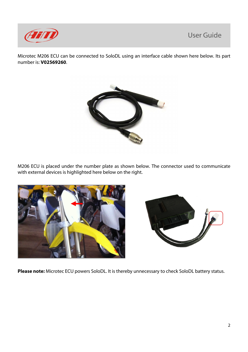 AiM Microtec M206 for SoloDL User Manual | Page 3 / 8