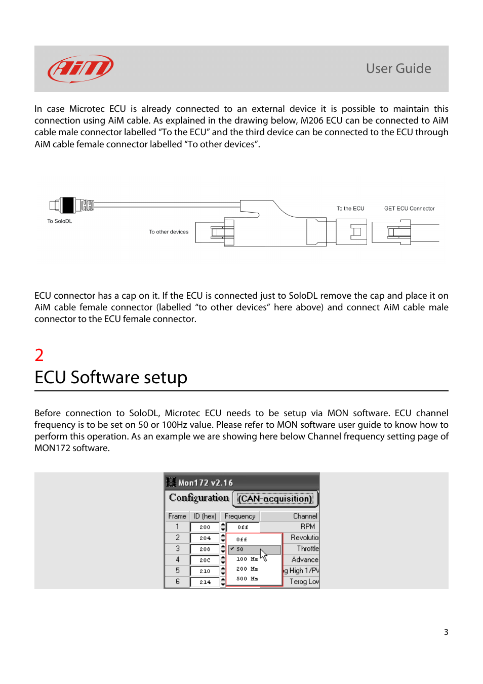 2ecu software setup | AiM Microtec M206 for SoloDL User Manual | Page 4 / 8