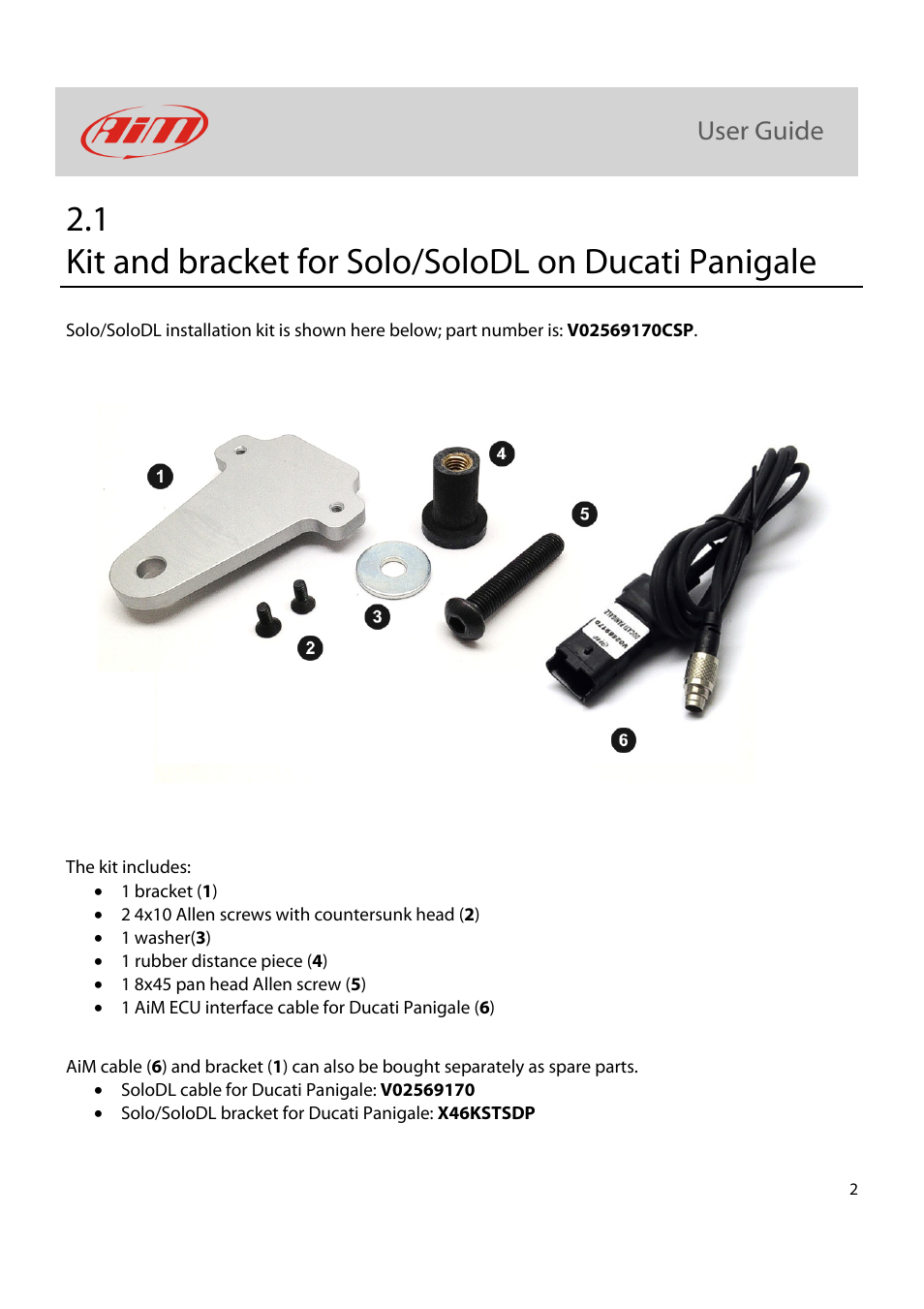 AiM Kit for SoloDL on Ducati Panigale User Manual | Page 3 / 16