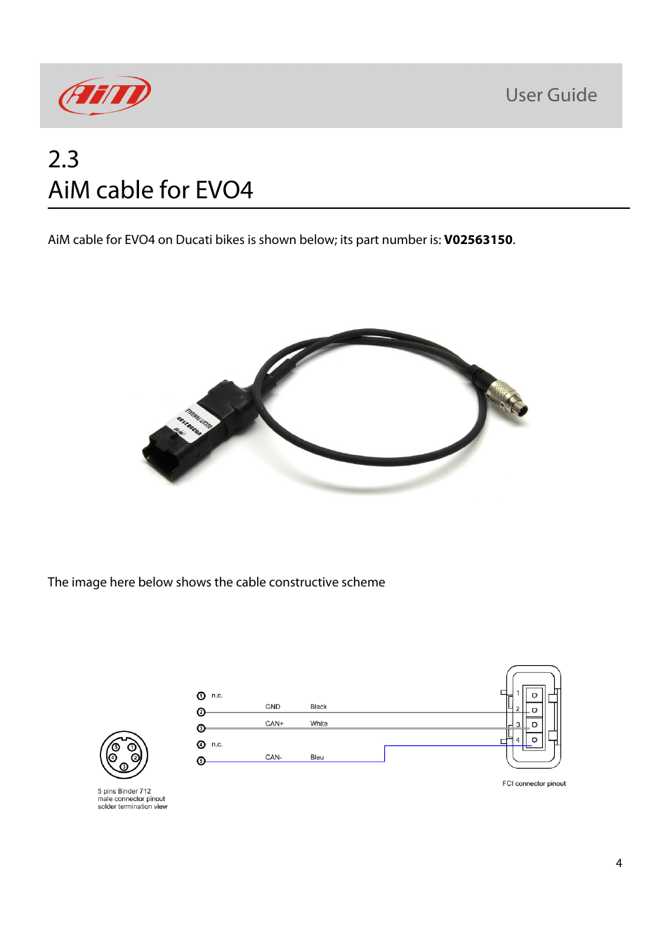 3 aim cable for evo4 | AiM Kit for SoloDL on Ducati Panigale User Manual | Page 5 / 16