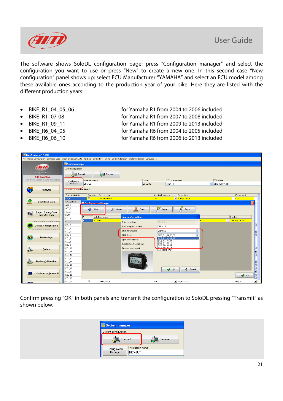 AiM Kit for SoloDL on Yamaha R1-R6 2004-2013 User Manual | Page 22 / 25