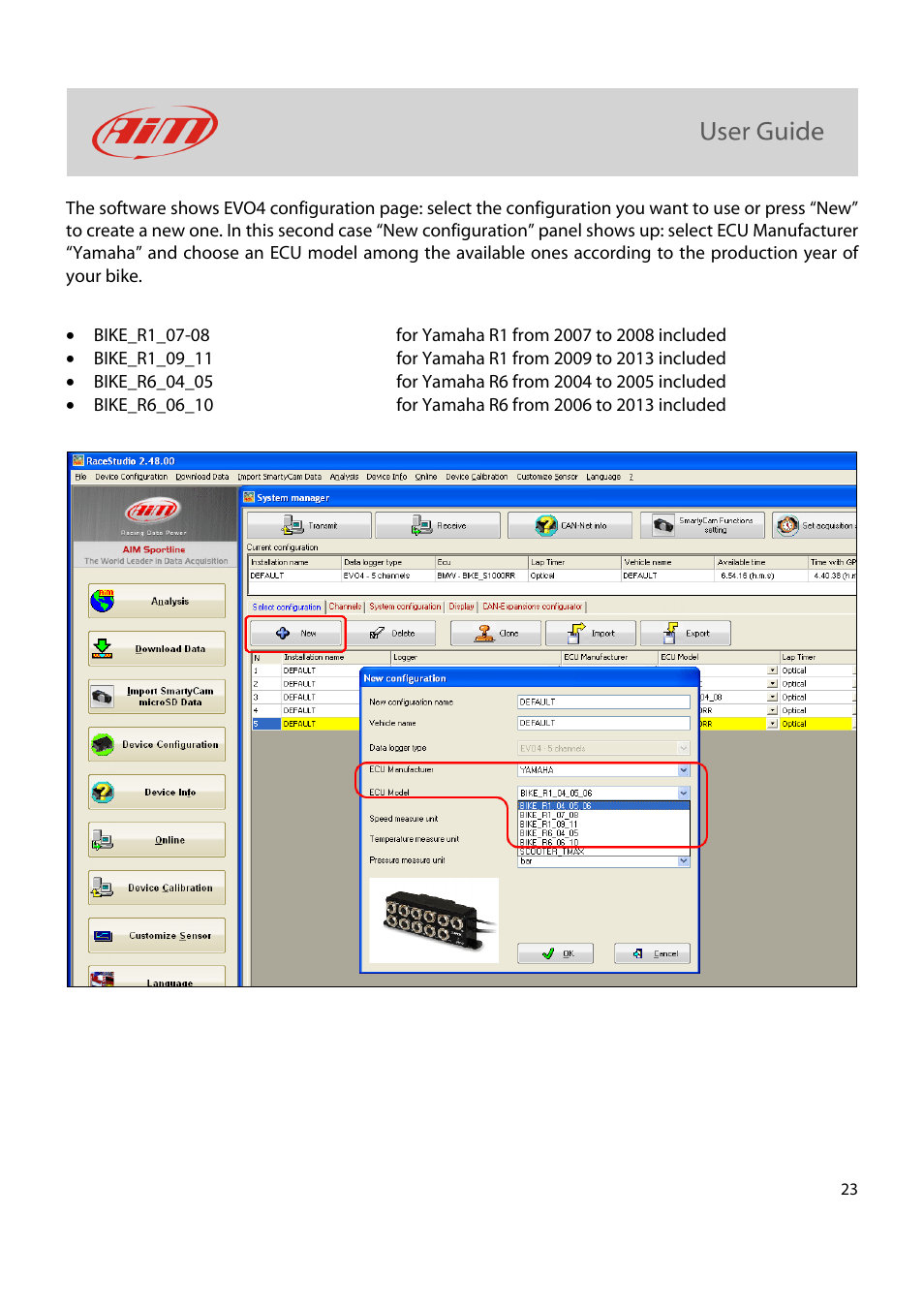 AiM Kit for SoloDL on Yamaha R1-R6 2004-2013 User Manual | Page 24 / 25