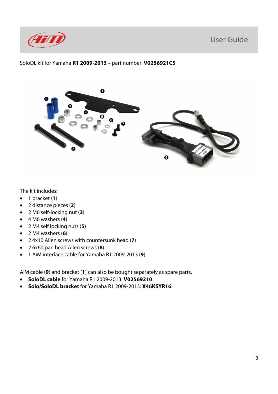 AiM Kit for SoloDL on Yamaha R1-R6 2004-2013 User Manual | Page 4 / 25