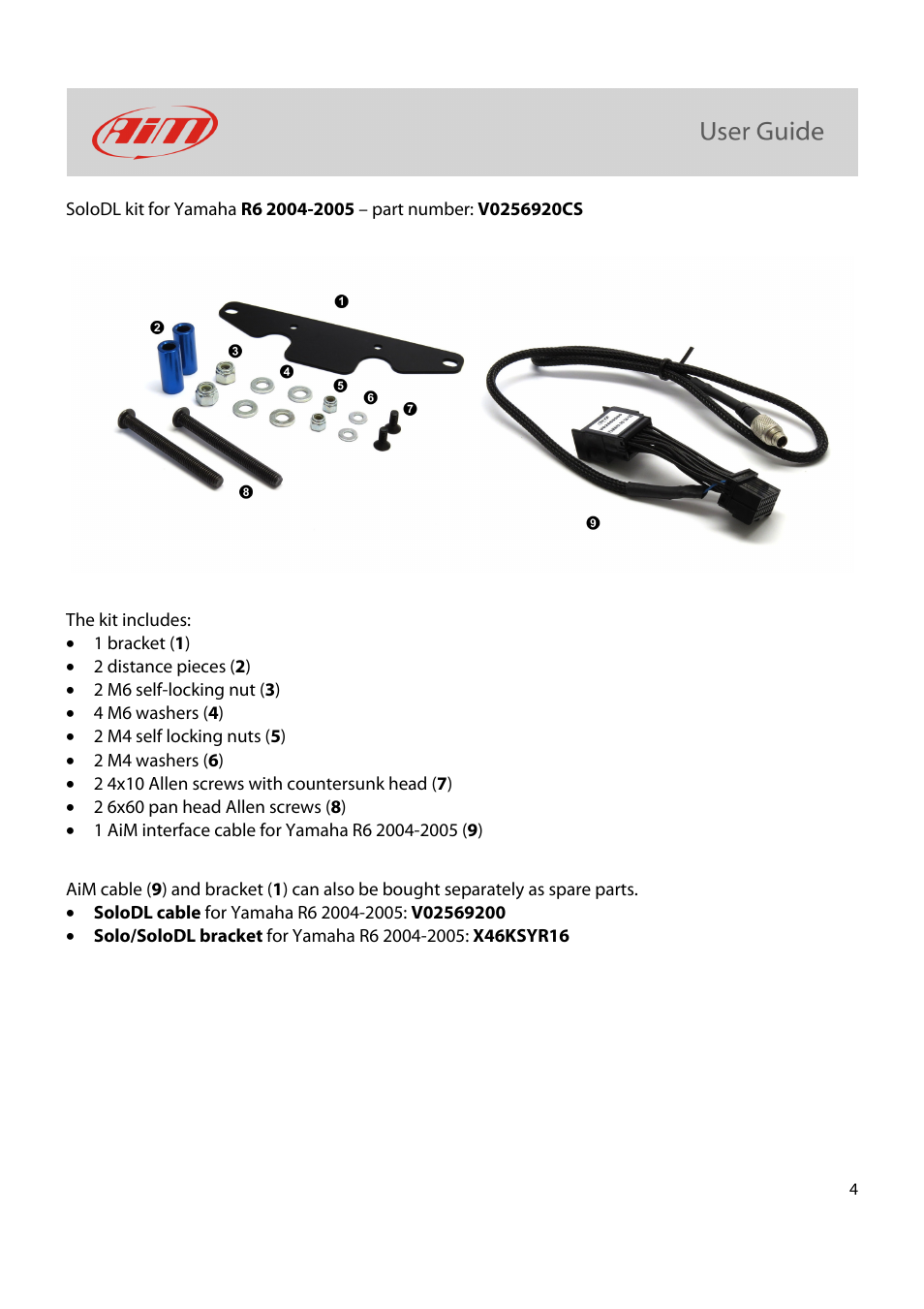 AiM Kit for SoloDL on Yamaha R1-R6 2004-2013 User Manual | Page 5 / 25