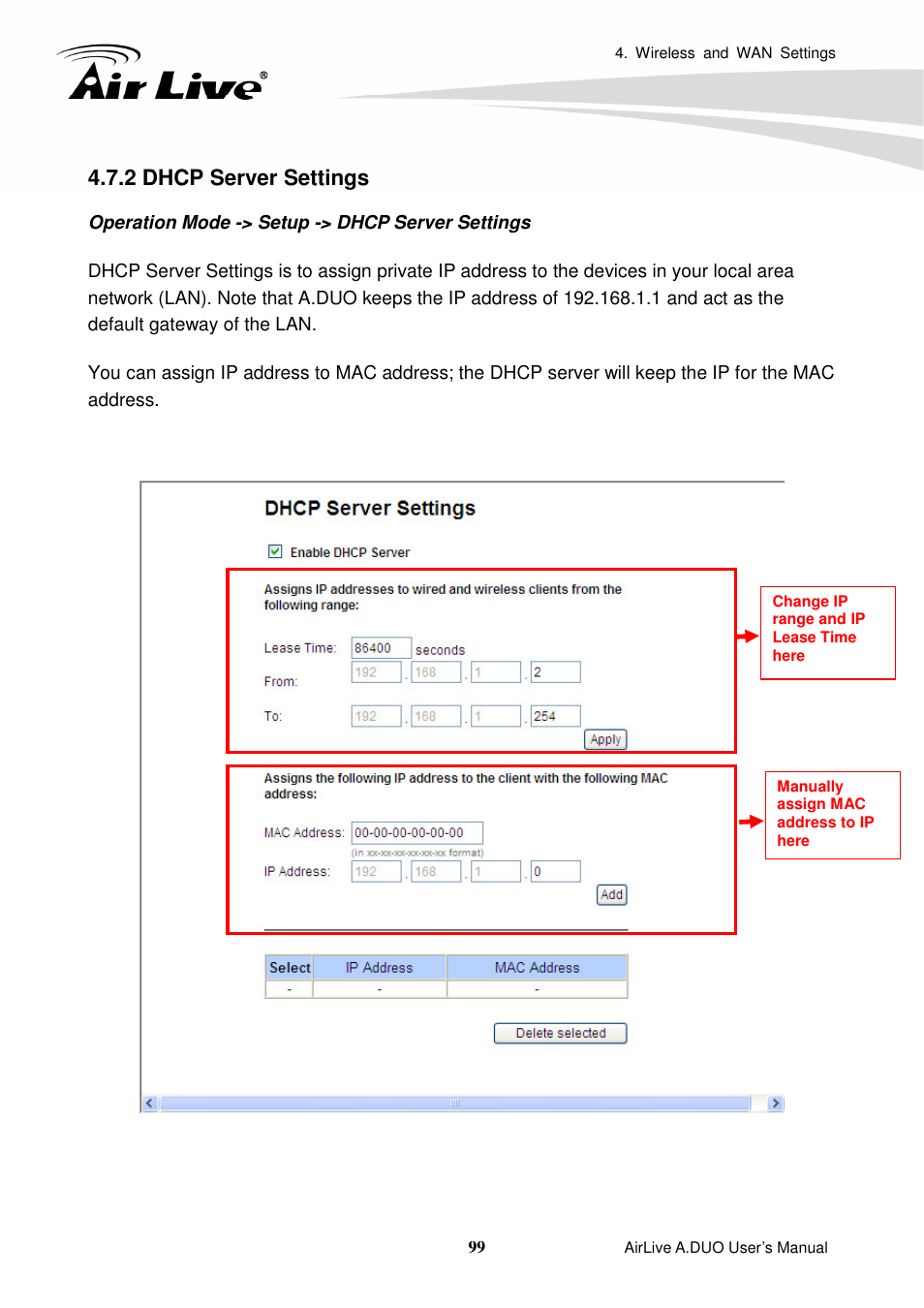 2 dhcp server settings | AirLive A.DUO User Manual | Page 106 / 189