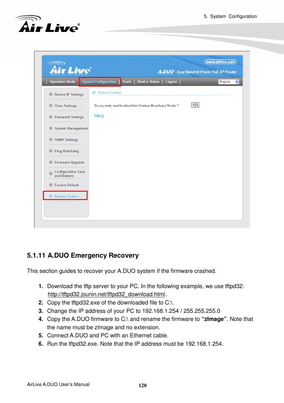 11 a.duo emergency recovery | AirLive A.DUO User Manual | Page 127 / 189