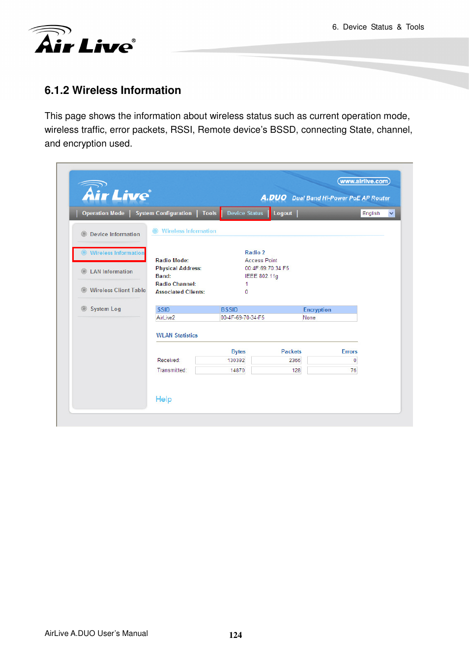 2 wireless information | AirLive A.DUO User Manual | Page 131 / 189