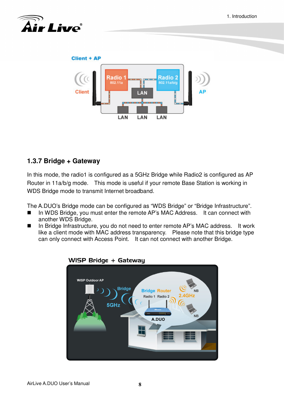 7 bridge + gateway | AirLive A.DUO User Manual | Page 15 / 189