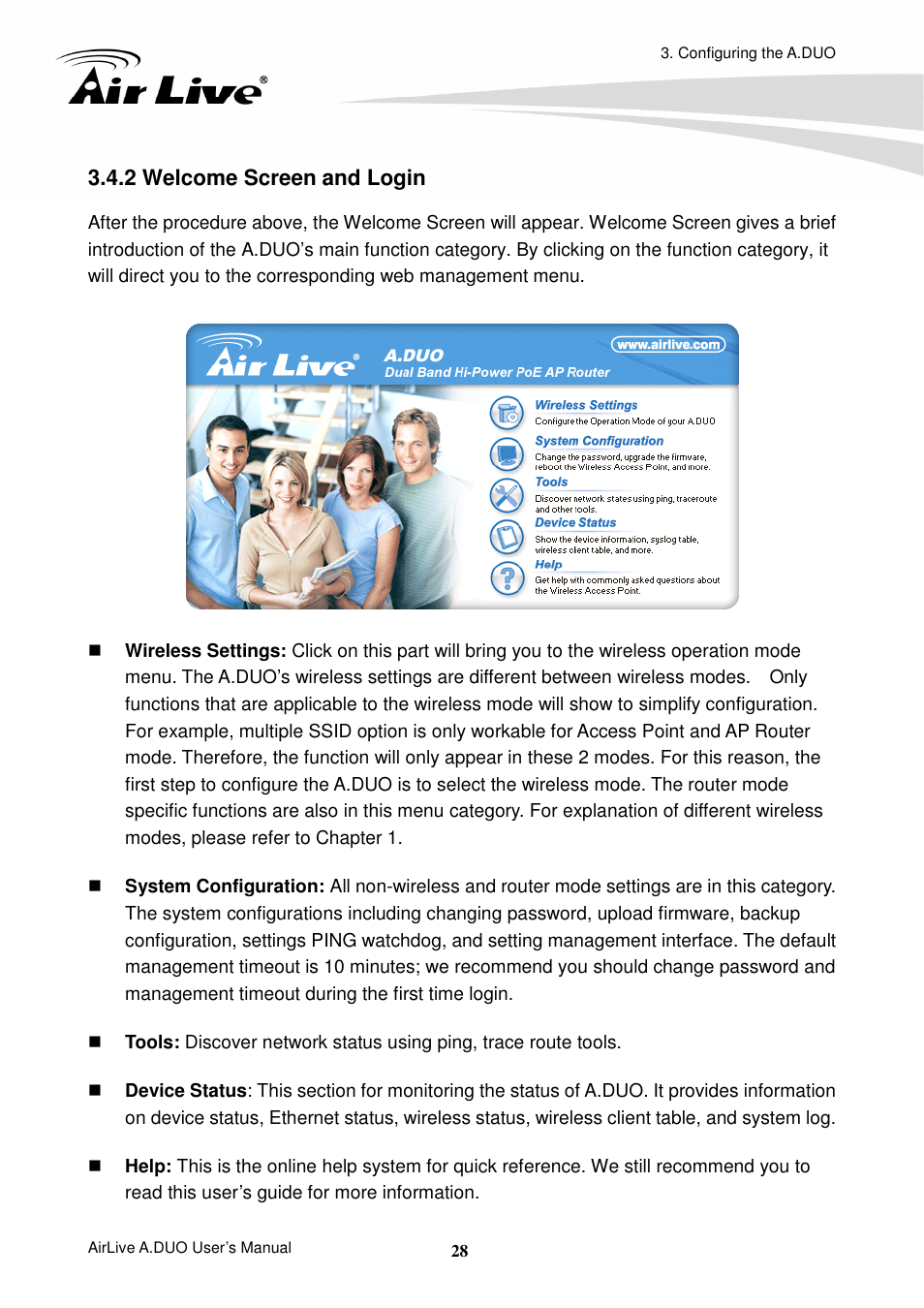 2 welcome screen and login | AirLive A.DUO User Manual | Page 35 / 189