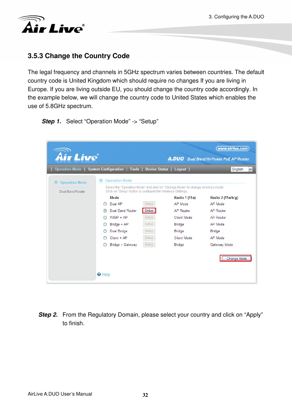 3 change the country code | AirLive A.DUO User Manual | Page 39 / 189