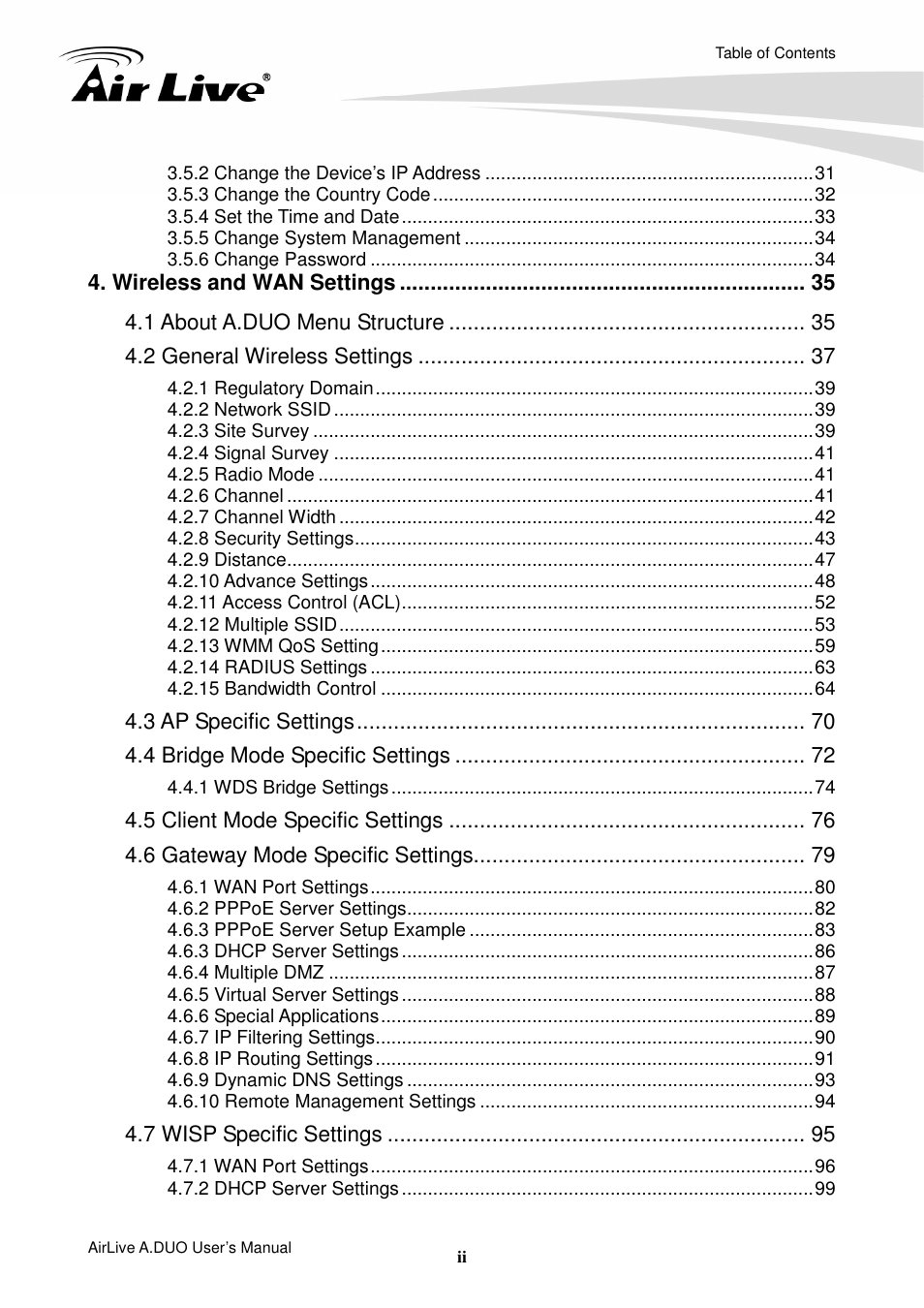 AirLive A.DUO User Manual | Page 6 / 189