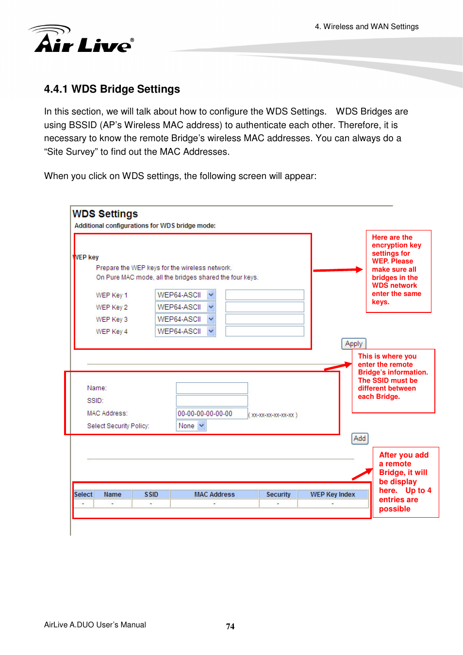 1 wds bridge settings | AirLive A.DUO User Manual | Page 81 / 189
