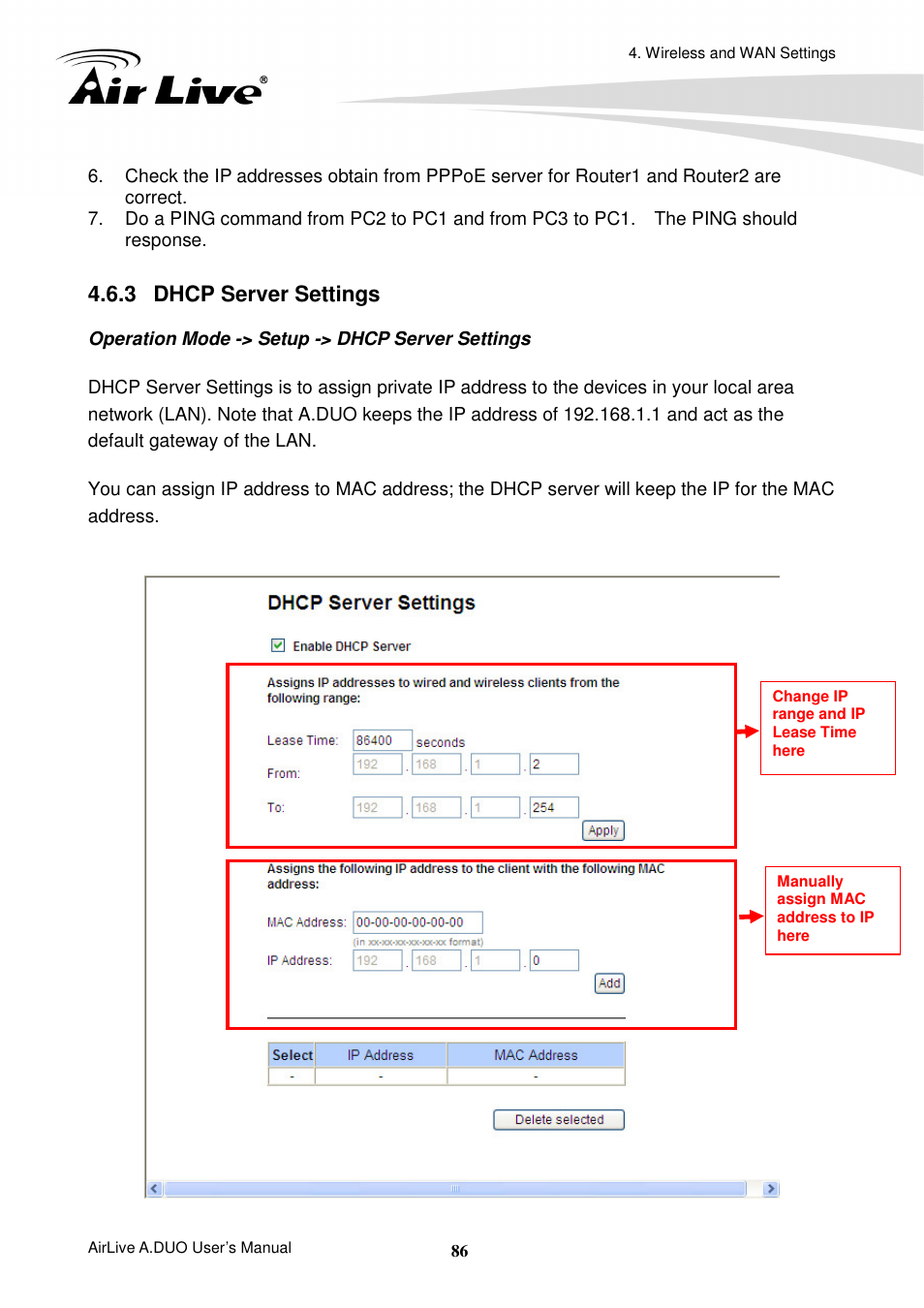 3 dhcp server settings | AirLive A.DUO User Manual | Page 93 / 189