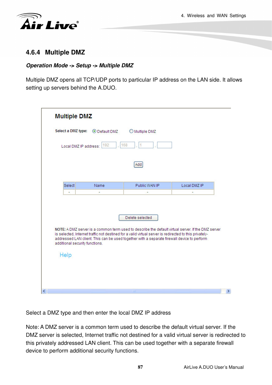 4 multiple dmz | AirLive A.DUO User Manual | Page 94 / 189