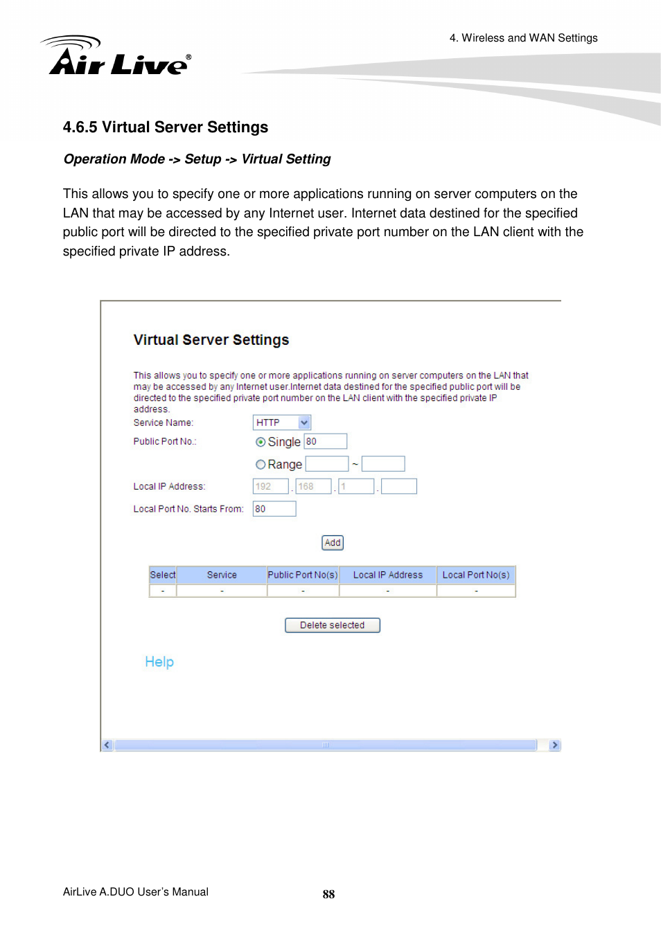 5 virtual server settings | AirLive A.DUO User Manual | Page 95 / 189