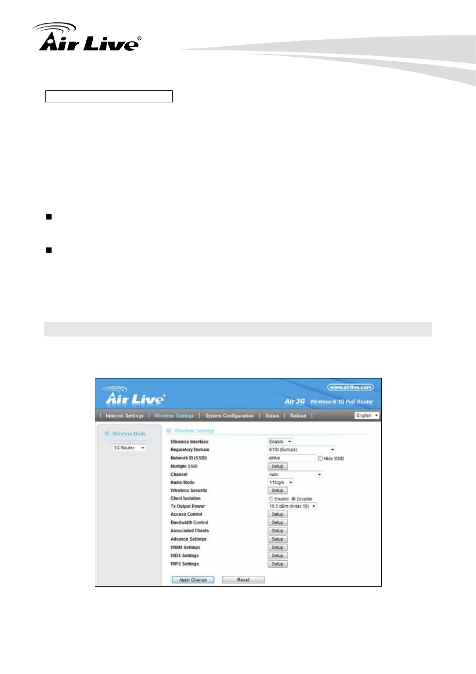 5 wireless settings menu | AirLive Air3G User Manual | Page 45 / 111