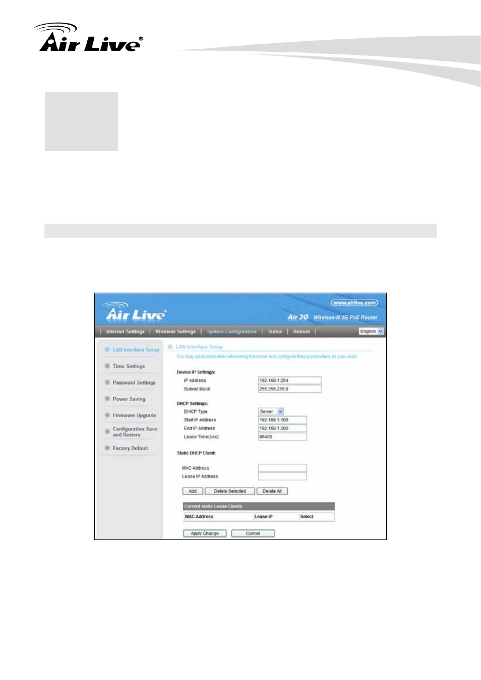 System configuration and status menu, 1 menu structure | AirLive Air3G User Manual | Page 58 / 111