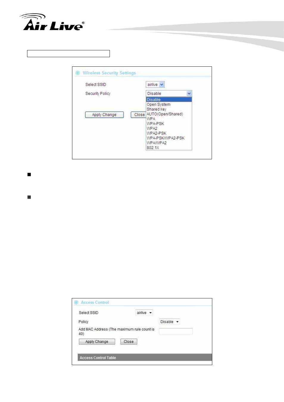 5 access control | AirLive Air3G User Manual | Page 69 / 111