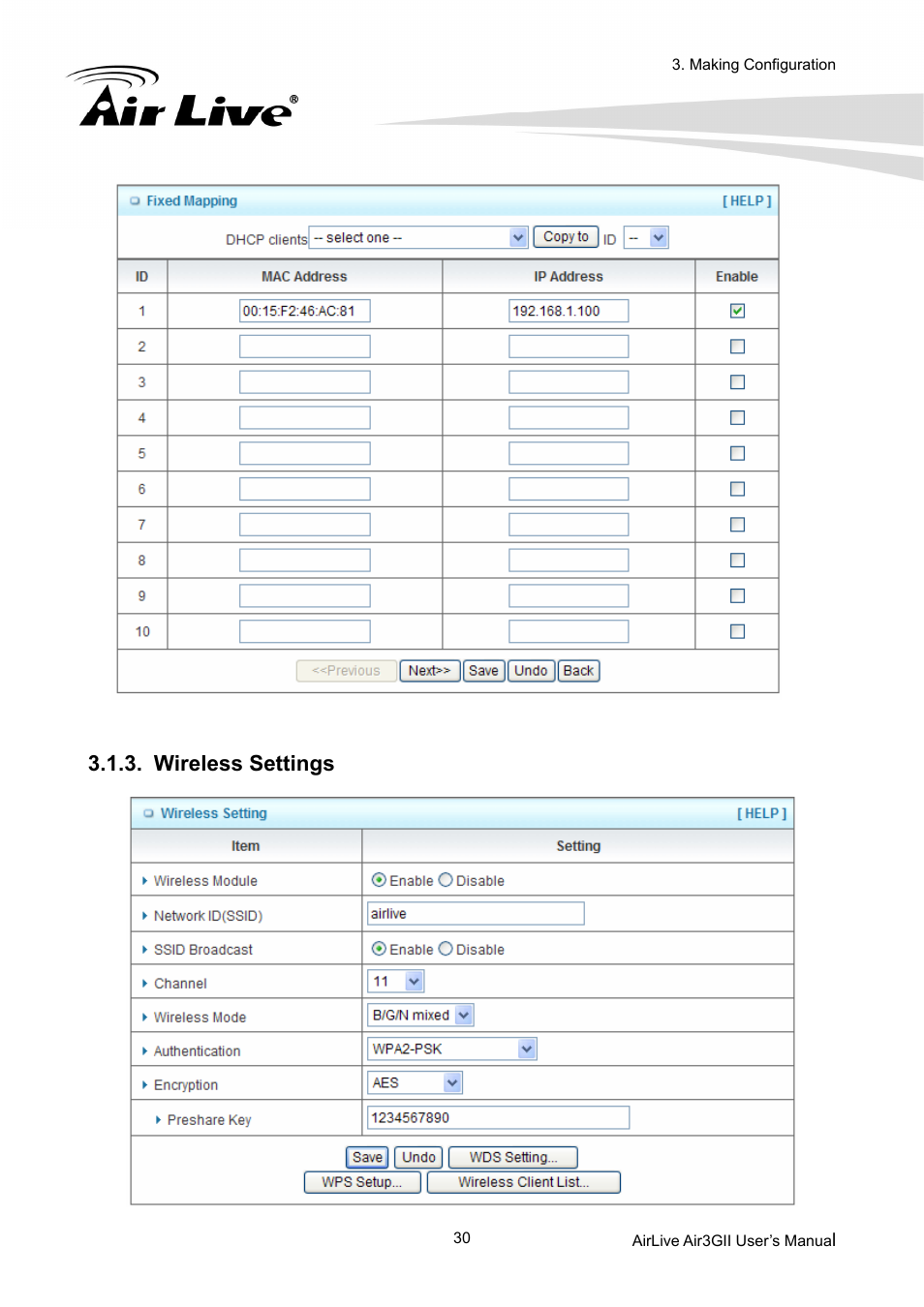 Wireless settings | AirLive Air3GII User Manual | Page 34 / 75