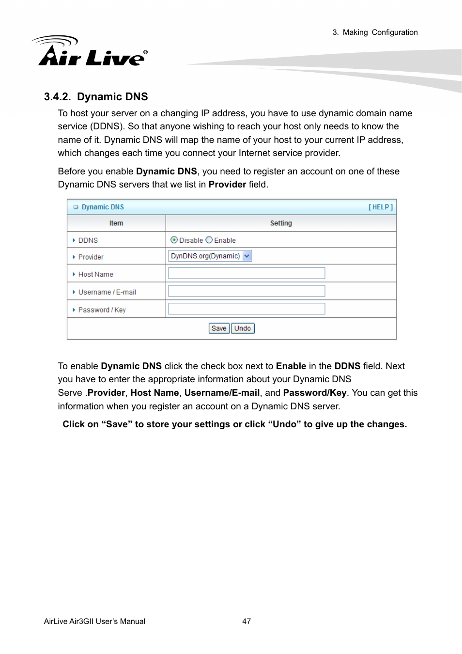 Dynamic dns | AirLive Air3GII User Manual | Page 51 / 75