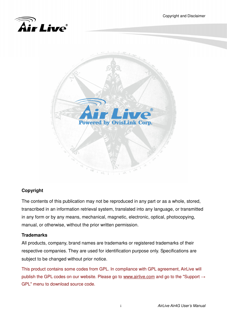 AirLive Air4G User Manual | Page 2 / 87