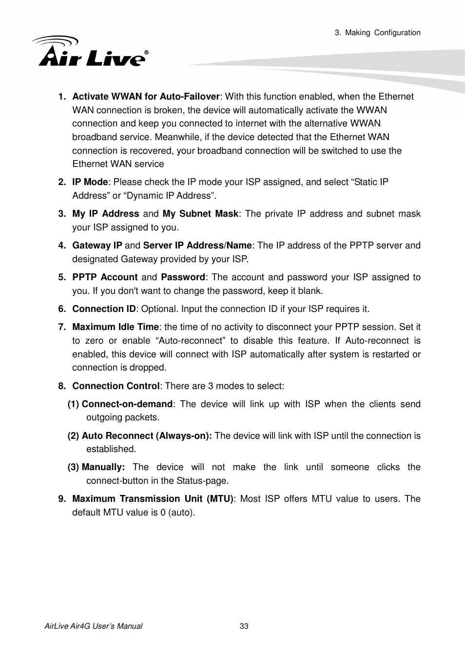 AirLive Air4G User Manual | Page 38 / 87