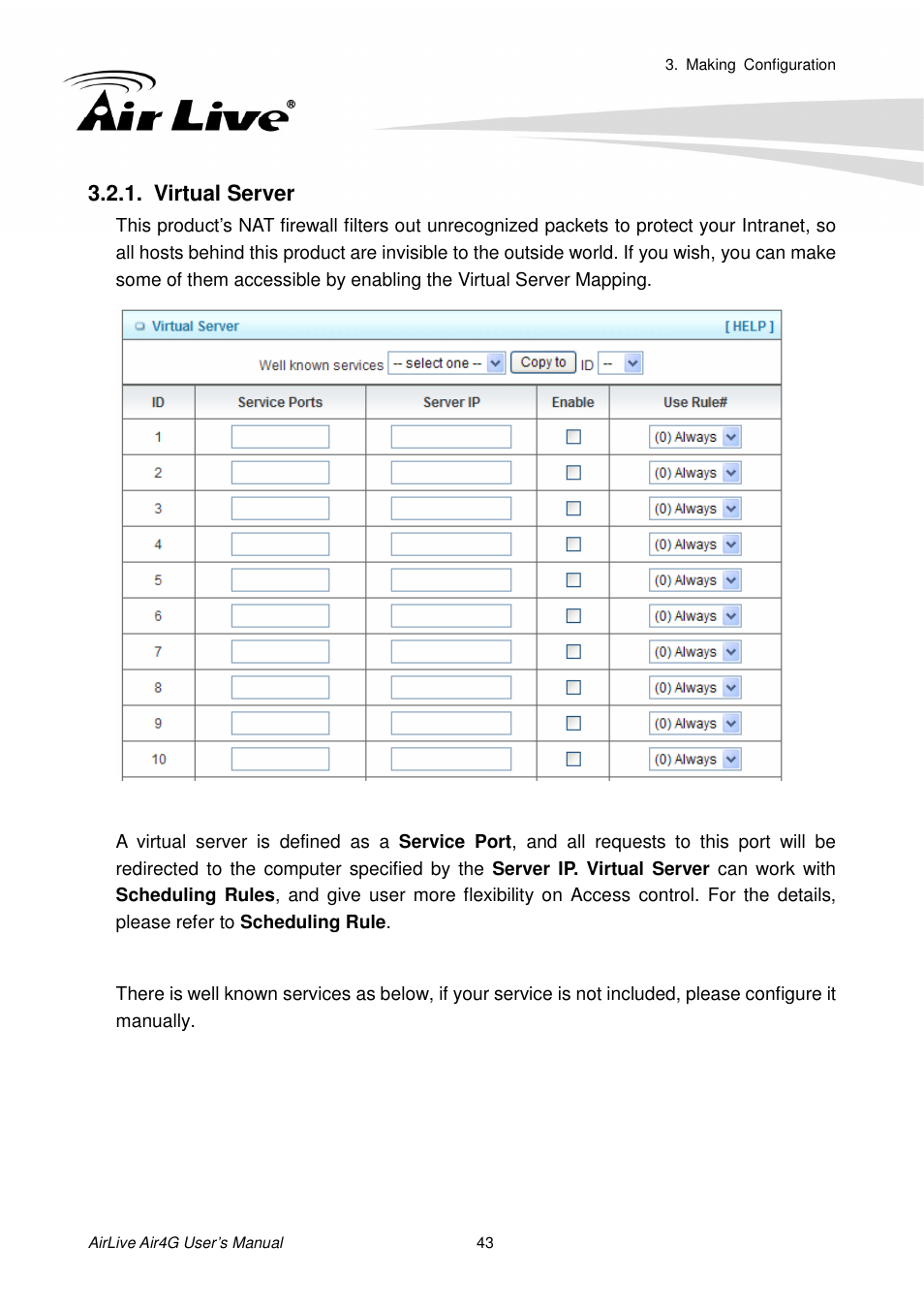 Virtual server | AirLive Air4G User Manual | Page 48 / 87