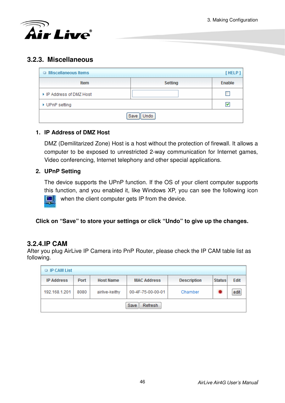 Miscellaneous, Ip cam | AirLive Air4G User Manual | Page 51 / 87