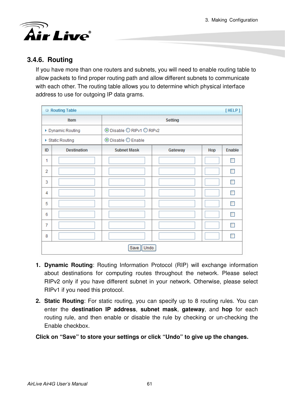 Routing | AirLive Air4G User Manual | Page 66 / 87