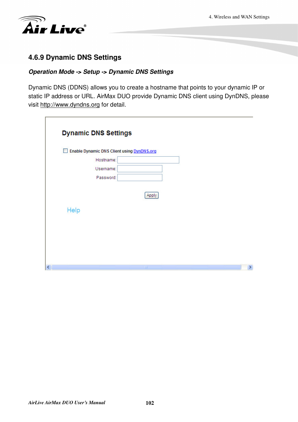 9 dynamic dns settings | AirLive AirMax DUO User Manual | Page 110 / 208