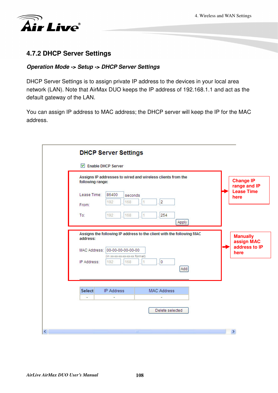 3 multiple dmz, 2 dhcp server settings | AirLive AirMax DUO User Manual | Page 116 / 208