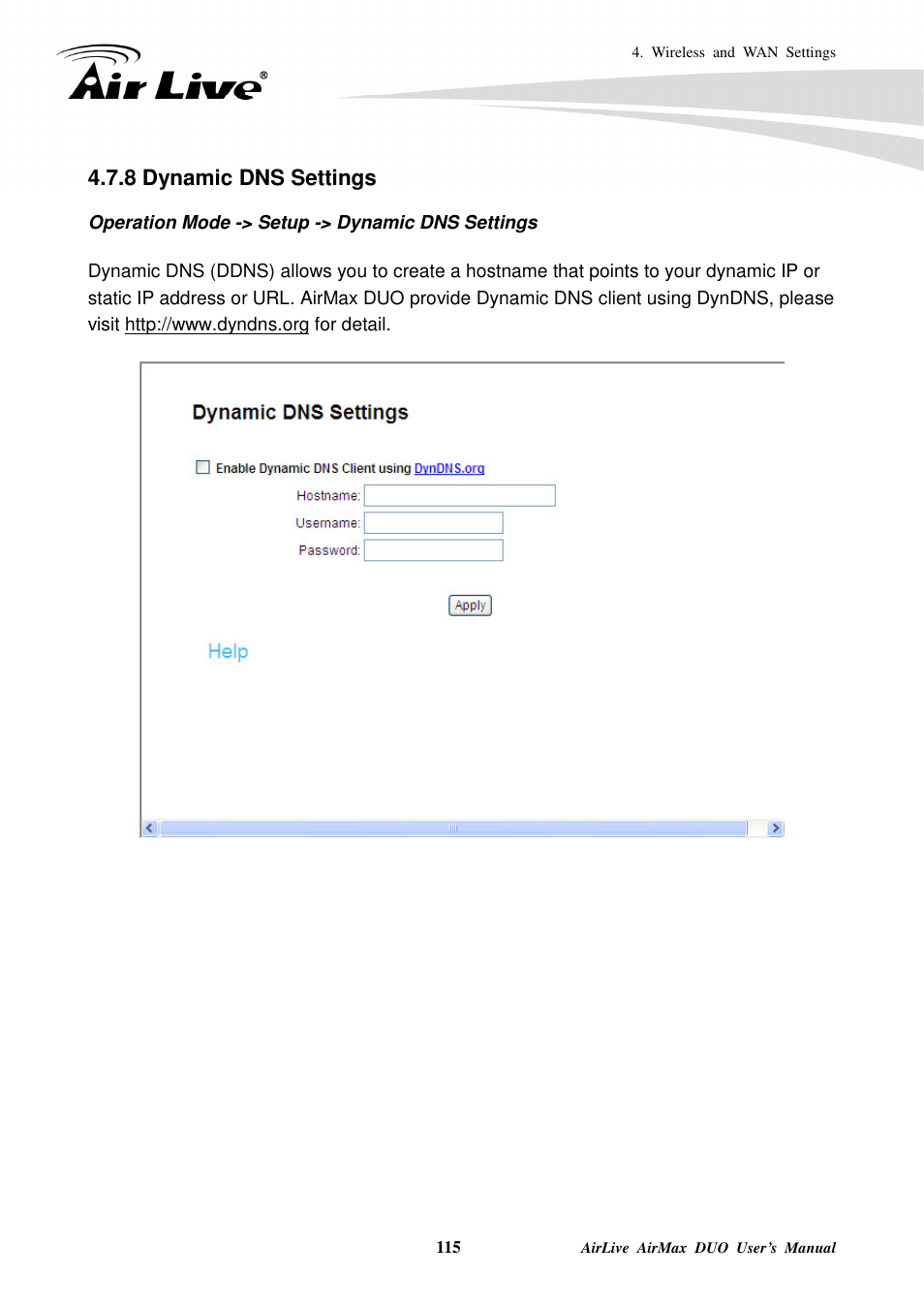 8 dynamic dns settings | AirLive AirMax DUO User Manual | Page 123 / 208