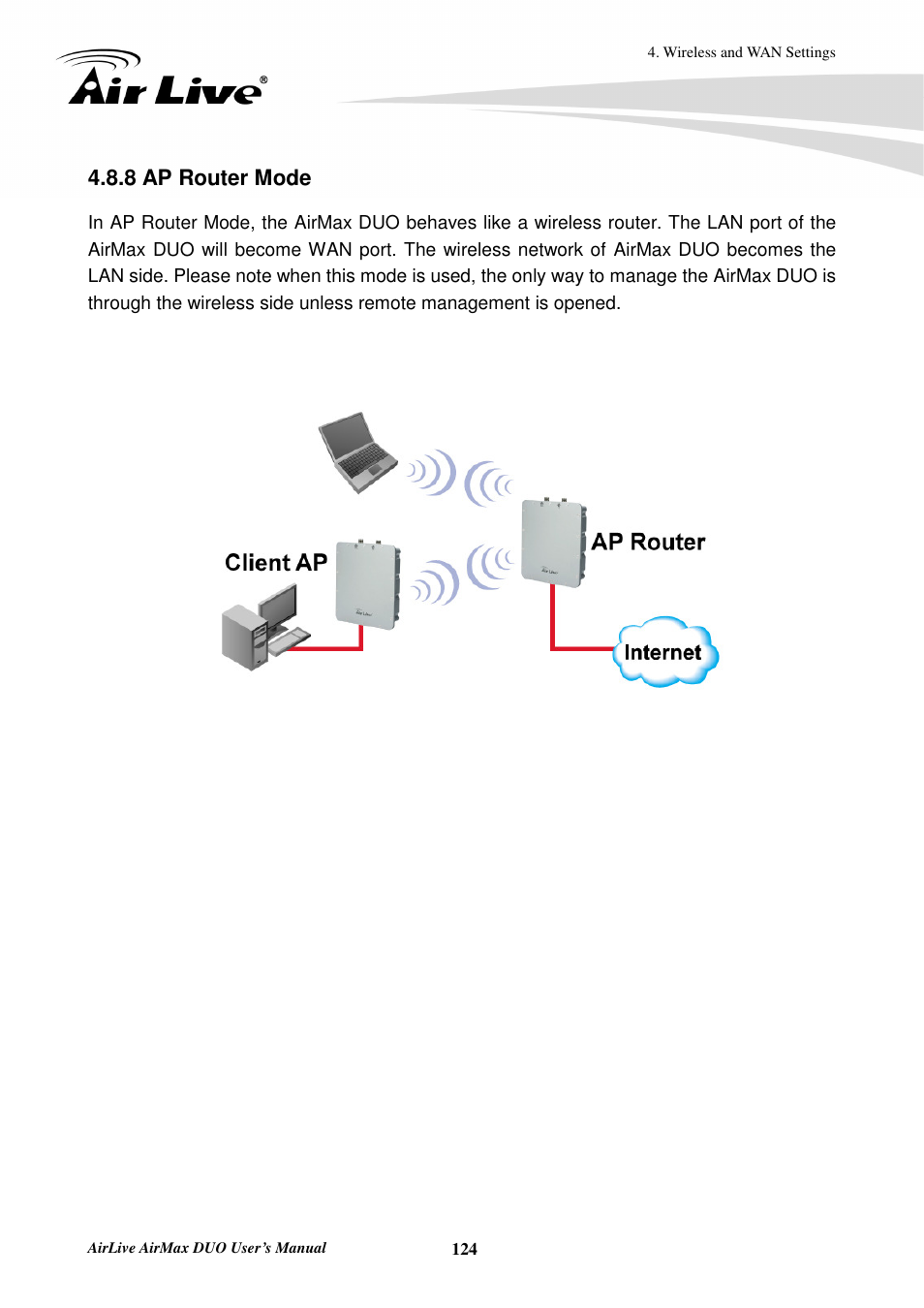 8 ap router mode | AirLive AirMax DUO User Manual | Page 132 / 208