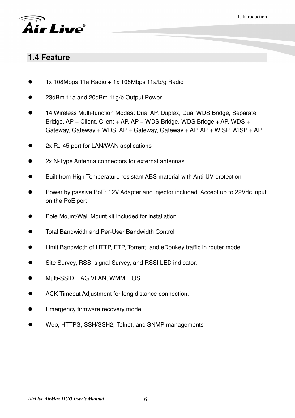 4 feature | AirLive AirMax DUO User Manual | Page 14 / 208