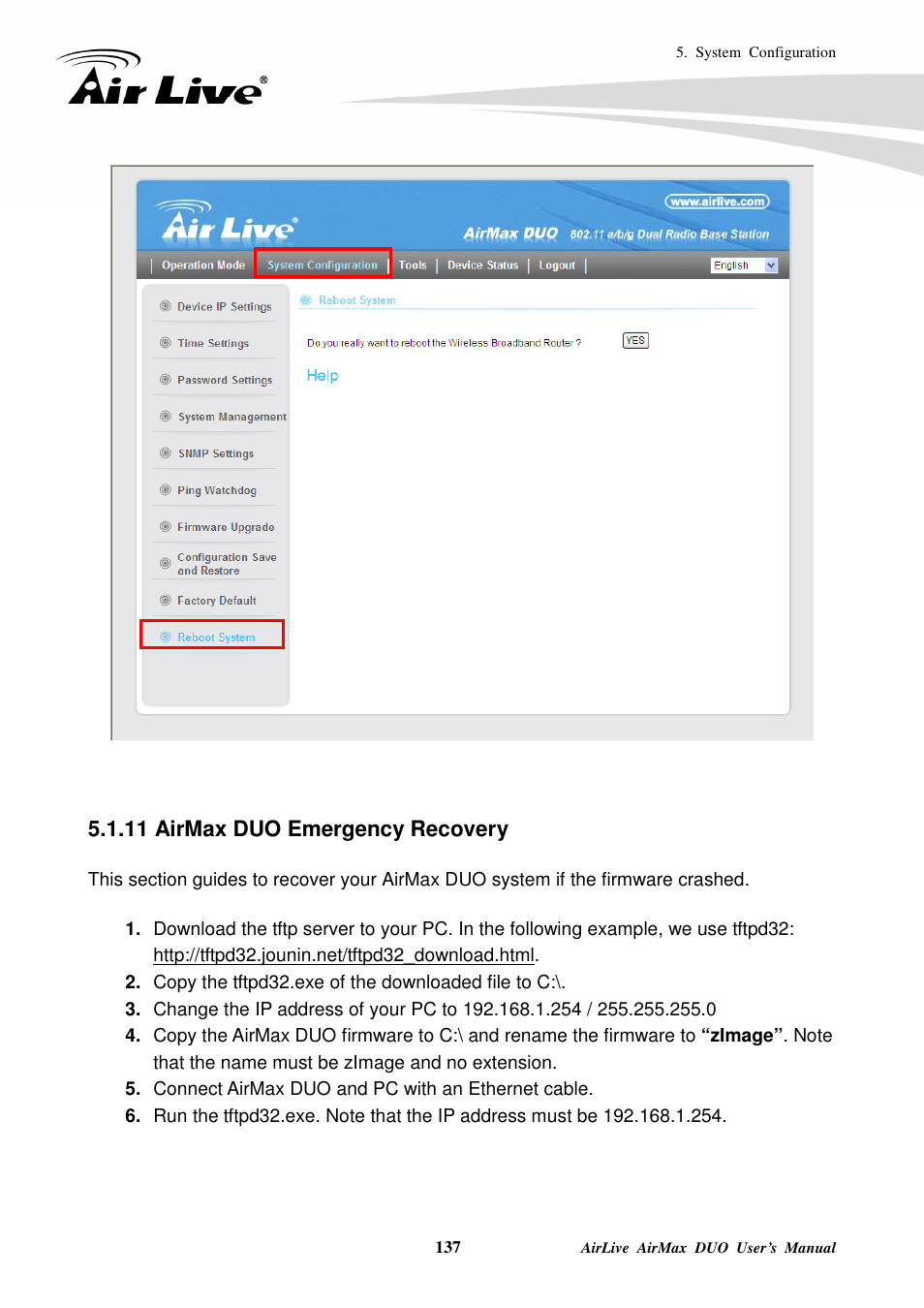 11 airmax duo emergency recovery | AirLive AirMax DUO User Manual | Page 145 / 208