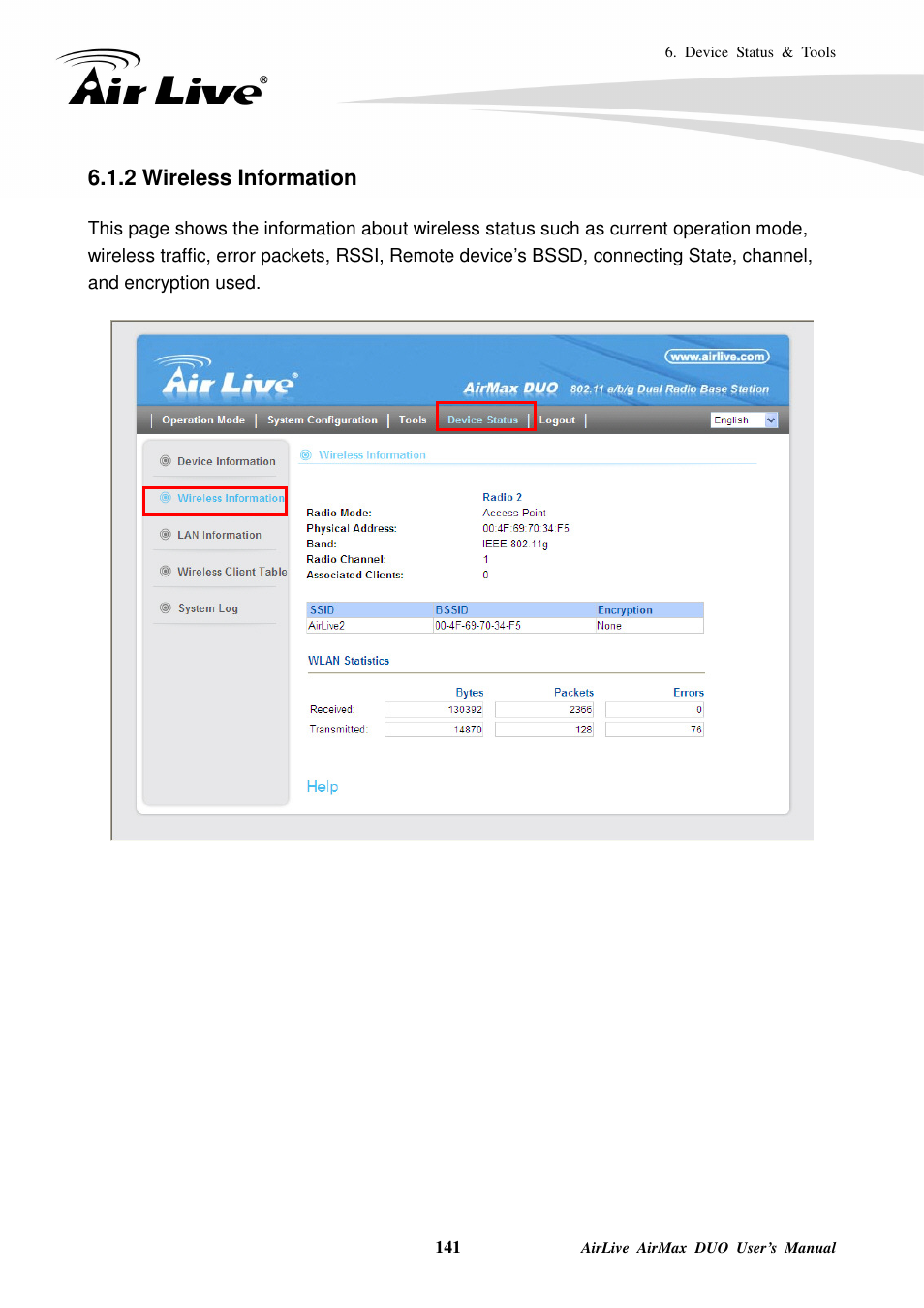 2 wireless information | AirLive AirMax DUO User Manual | Page 149 / 208