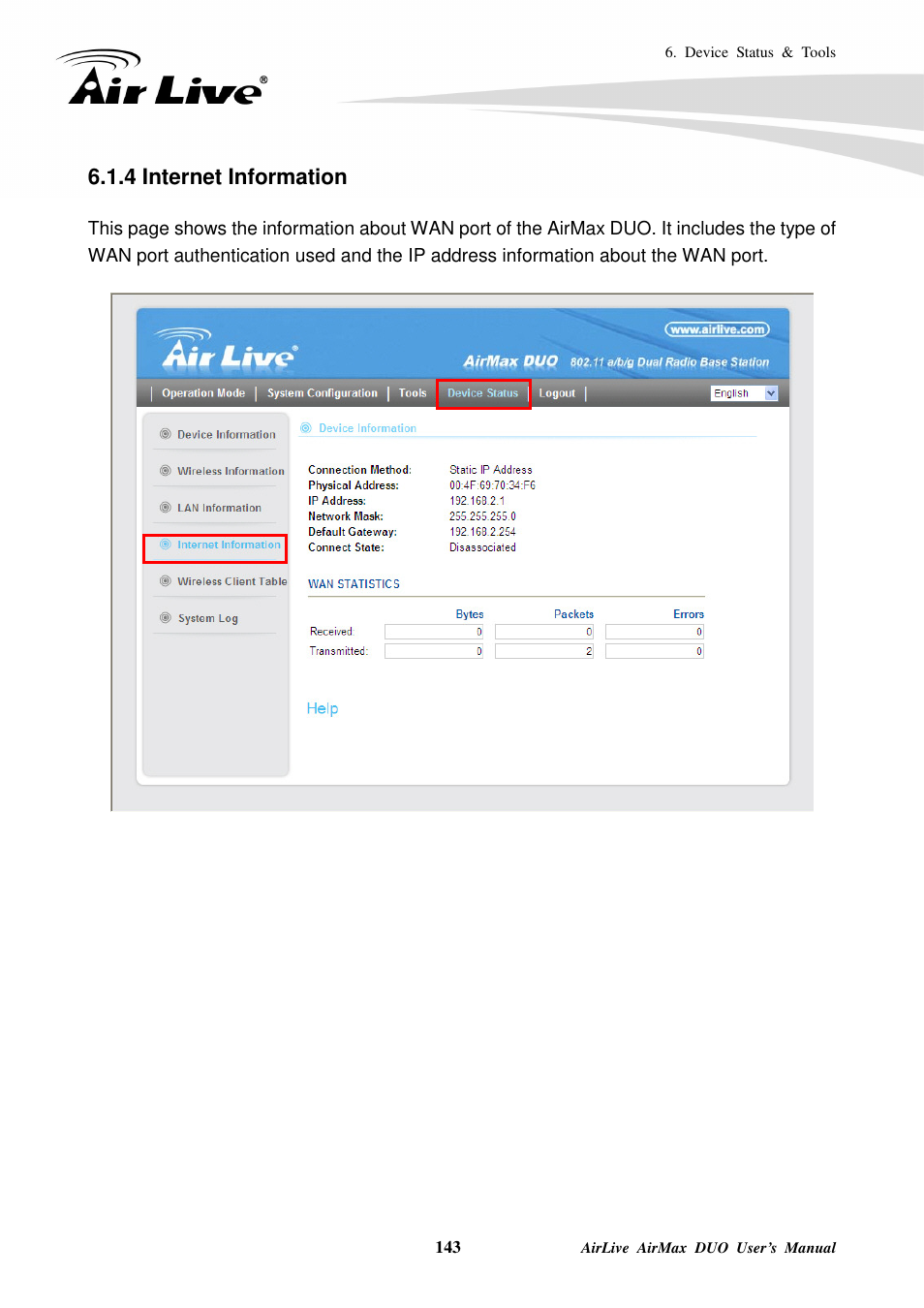 4 internet information | AirLive AirMax DUO User Manual | Page 151 / 208