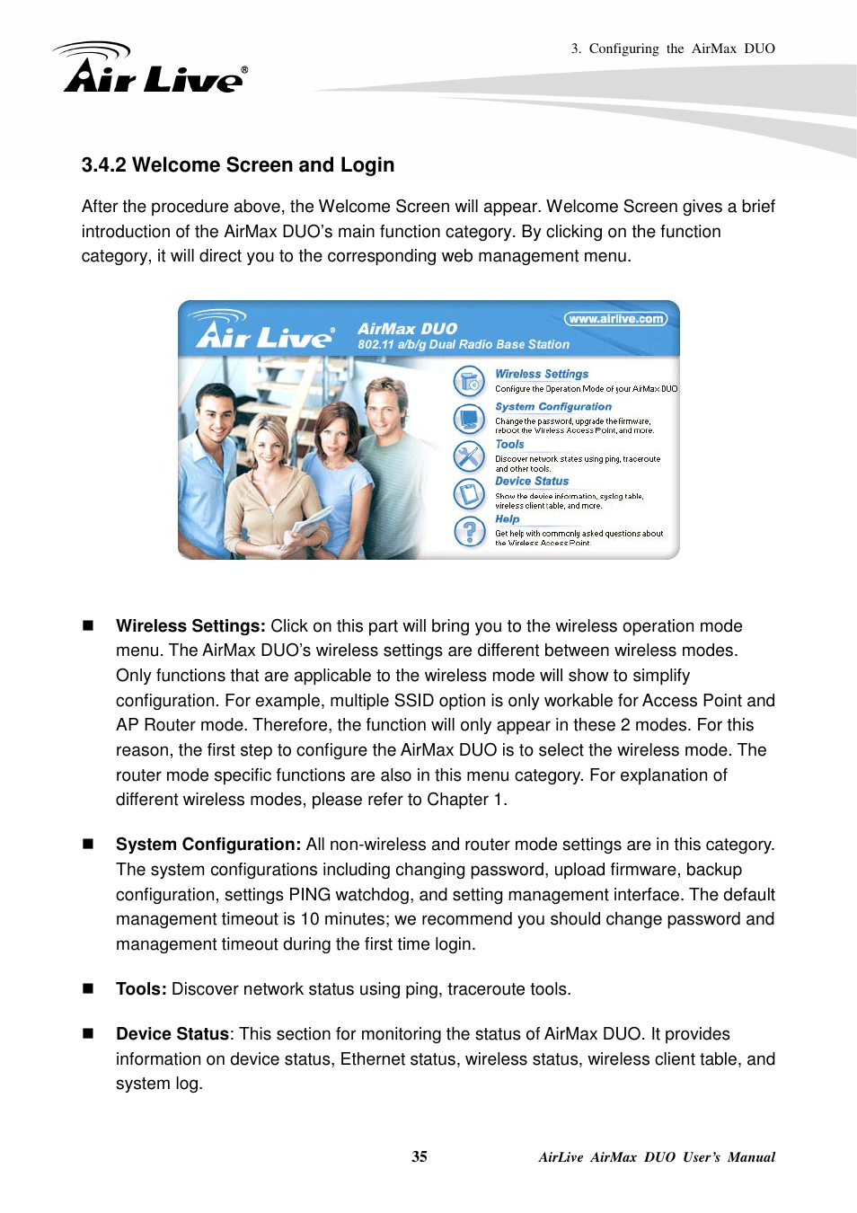 2 welcome screen and login | AirLive AirMax DUO User Manual | Page 43 / 208