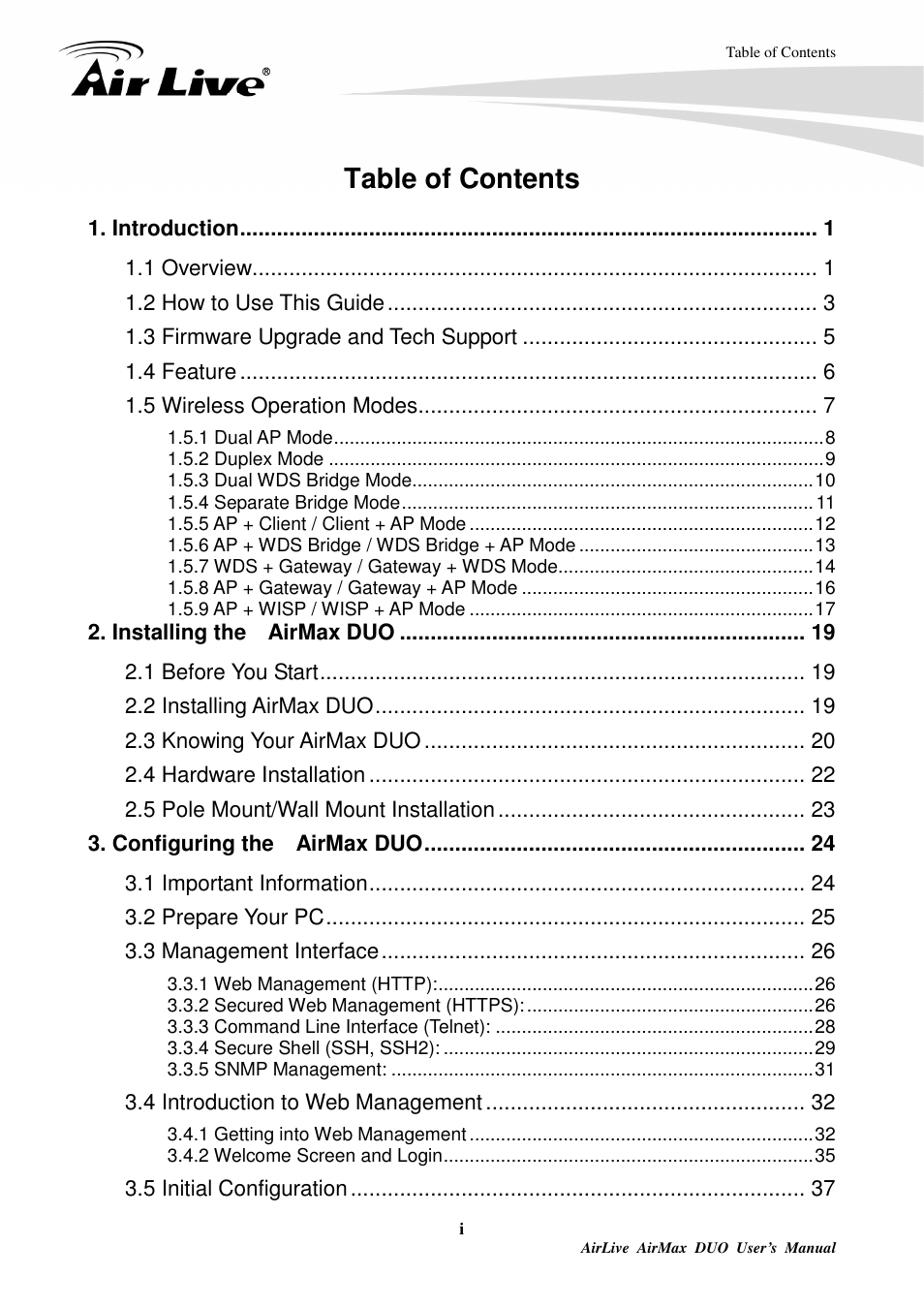 AirLive AirMax DUO User Manual | Page 5 / 208