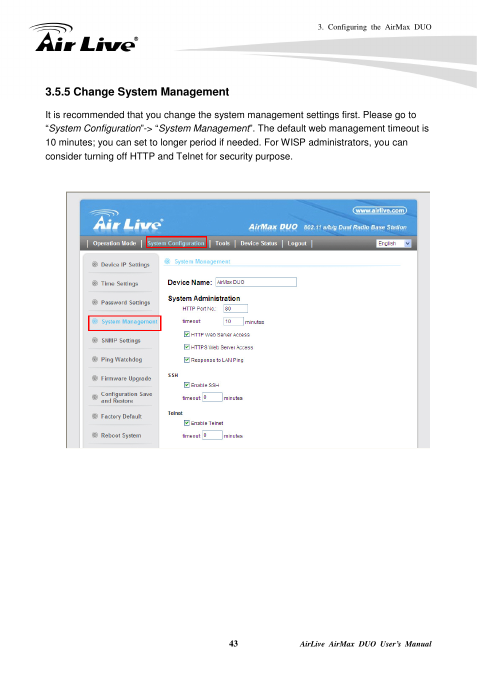 5 change system management | AirLive AirMax DUO User Manual | Page 51 / 208