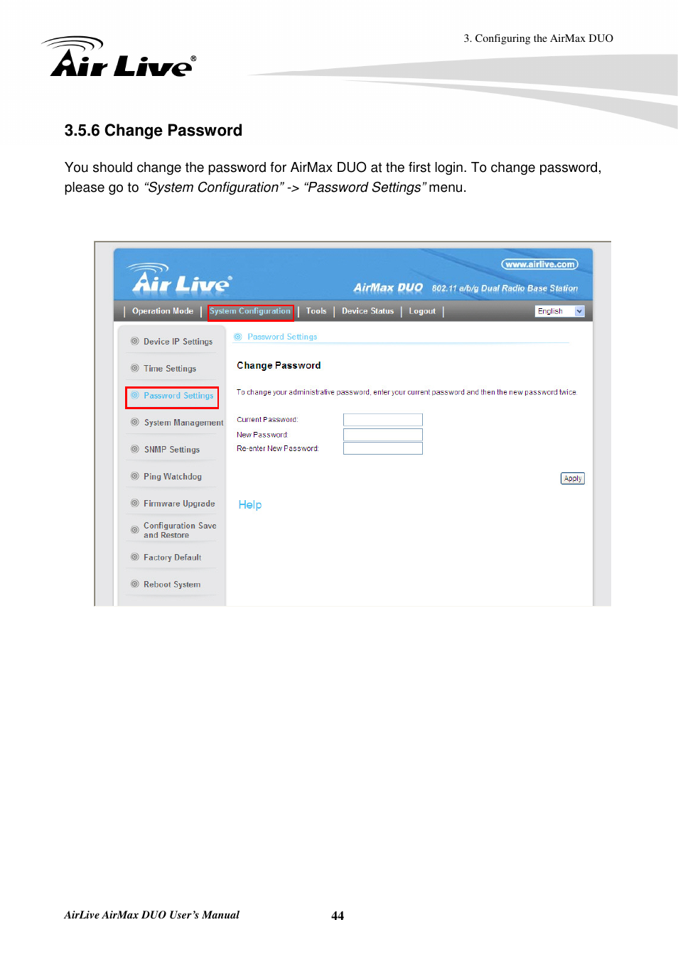 6 change password | AirLive AirMax DUO User Manual | Page 52 / 208