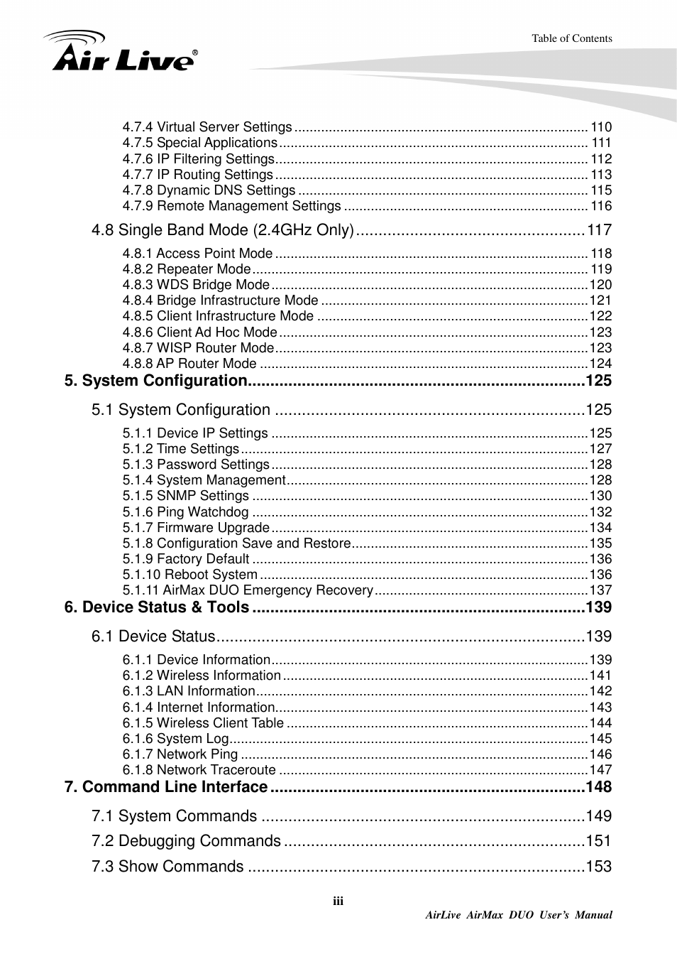 AirLive AirMax DUO User Manual | Page 7 / 208