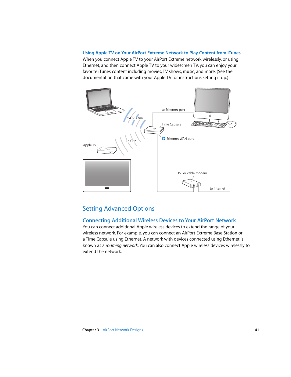 Setting advanced options | Apple AirPort Networks User Manual | Page 41 / 72