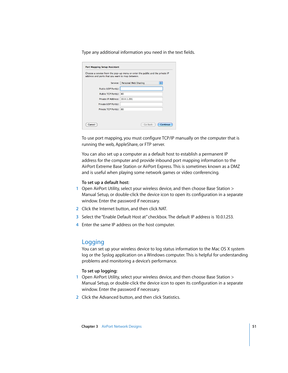 Logging | Apple AirPort Networks User Manual | Page 51 / 72