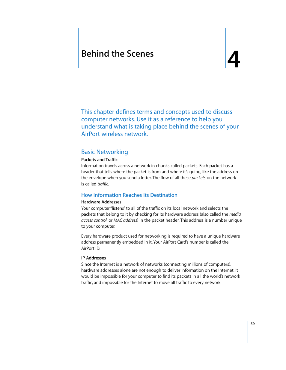 Behind the scenes, Basic networking, Chapter 4 | Apple AirPort Networks User Manual | Page 59 / 72