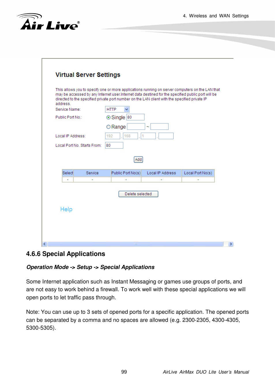 6 special applications | AirLive AirMax DUO Lite User Manual | Page 107 / 207