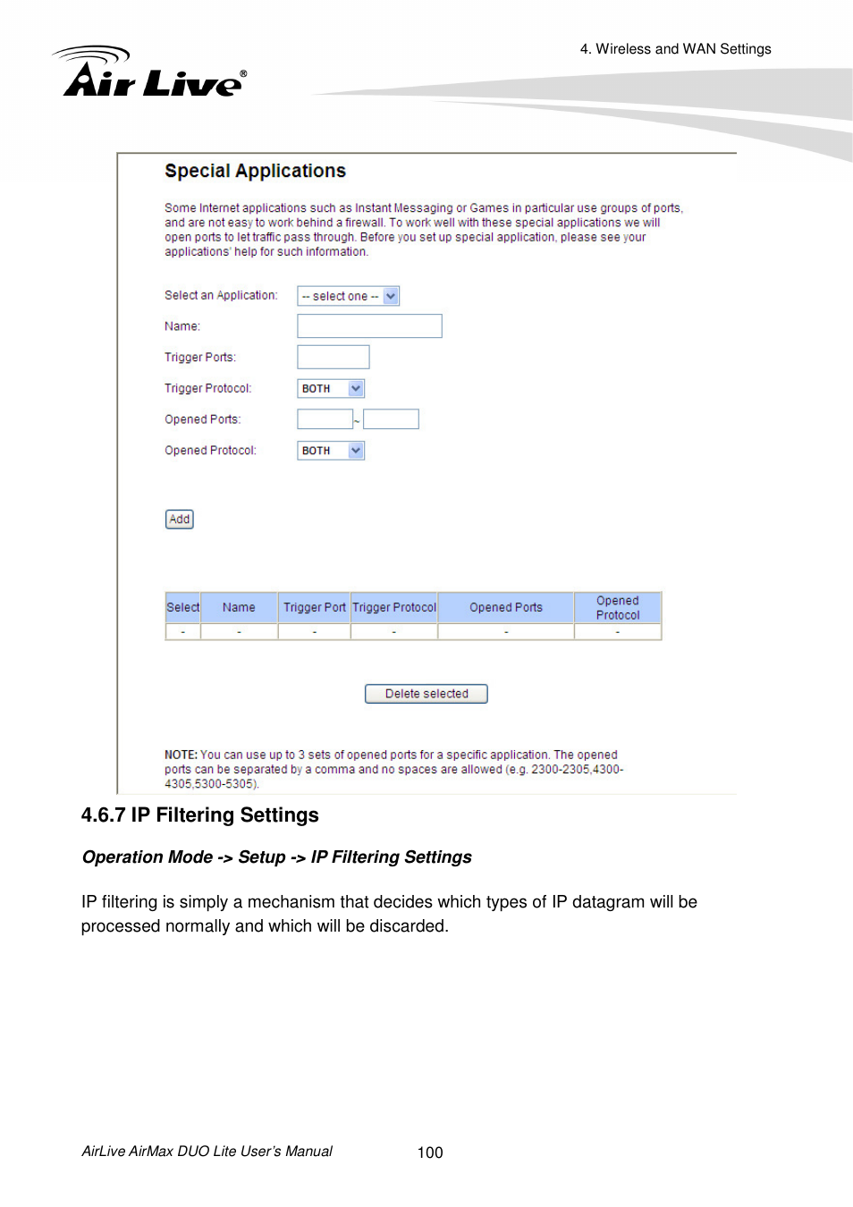 7 ip filtering settings | AirLive AirMax DUO Lite User Manual | Page 108 / 207