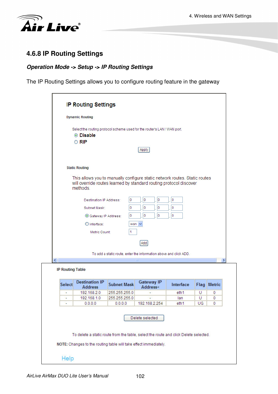 8 ip routing settings | AirLive AirMax DUO Lite User Manual | Page 110 / 207