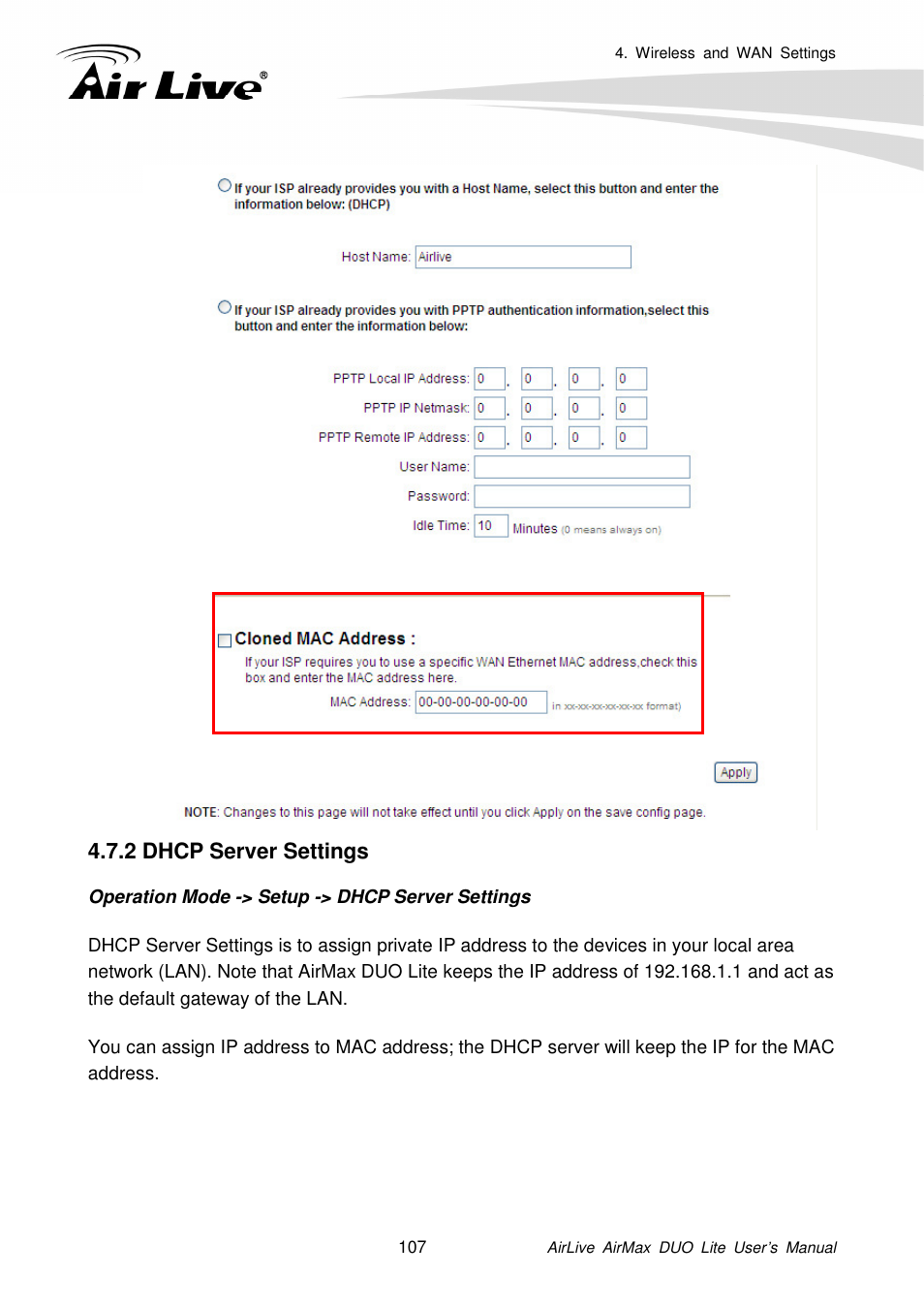 2 dhcp server settings | AirLive AirMax DUO Lite User Manual | Page 115 / 207