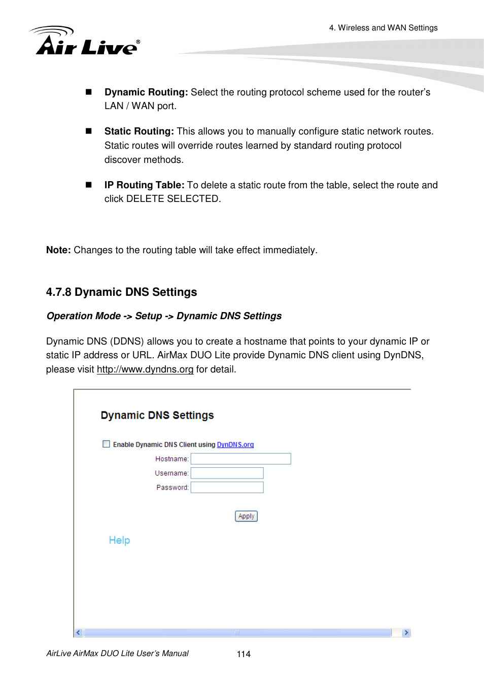 8 dynamic dns settings | AirLive AirMax DUO Lite User Manual | Page 122 / 207